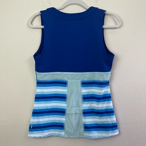 Lucy Tech‎ Activewear V-neck Blue Striped Tank Top Size Medium - Picture 4 of 5